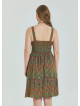 V Neck Robe Green Patterned Plus Size Dress 4586